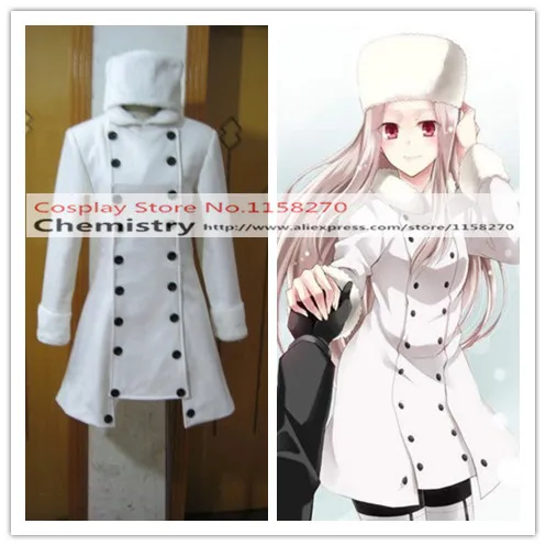 Fate/Zero Irisviel von Einzbern white coat with hat Cosplay Costume |