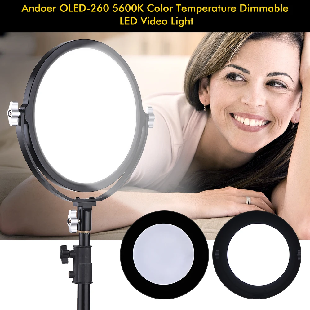 Andoer OLED 260 5600K Цветовая температура с регулируемой яркостью светодиодный видео
