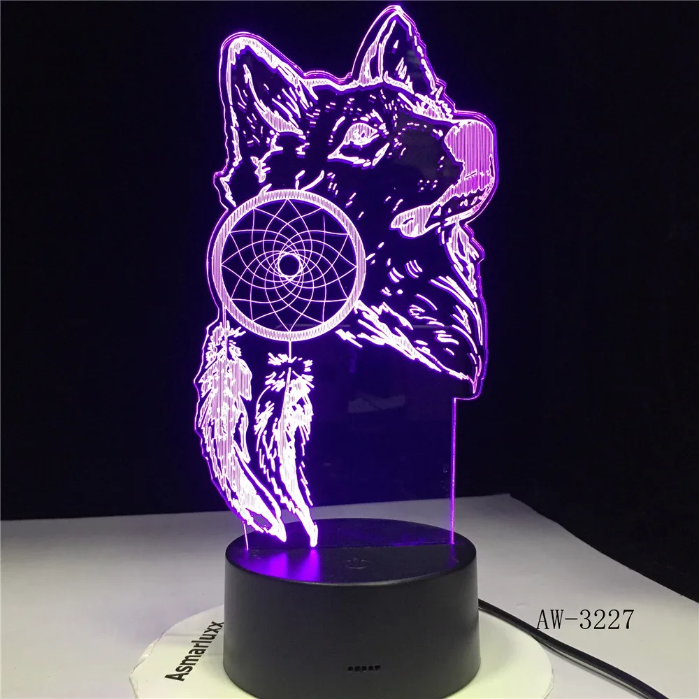 Животный принт волк Декор 3D светодиодный Звездная ночь красочные Волк Дизайн