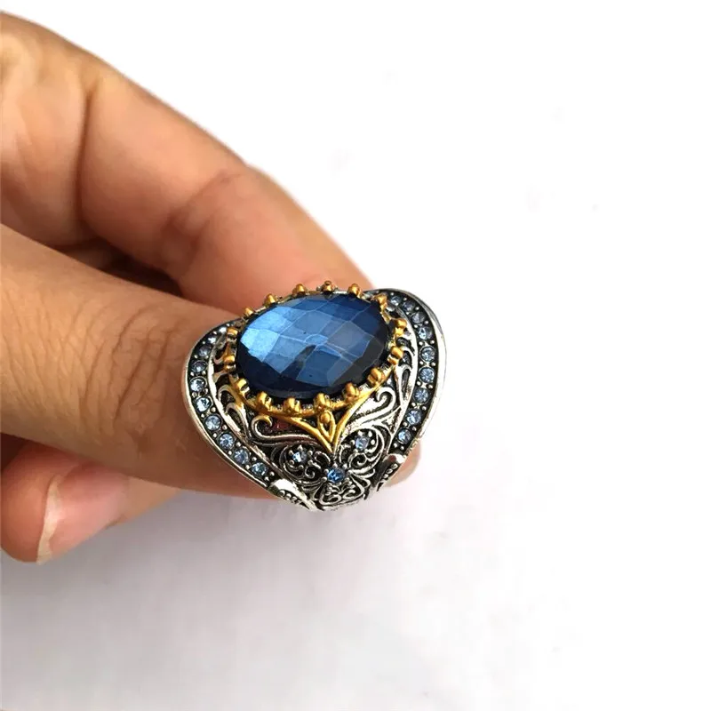 GS роскошные украшения мужское кольцо с синим кристаллом высокое качество