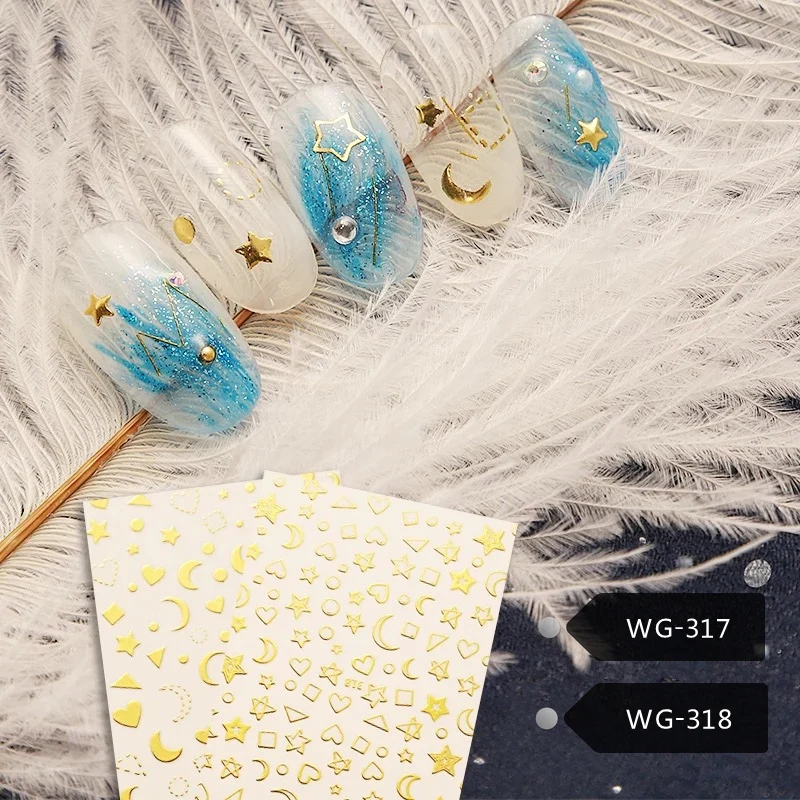 

Newest WG-317-318 3d nail art sticker nail decal stamping export japan designs rhinestones decorations