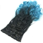Soowee 7 шт.компл. длинные вьющиеся синтетические волосы черные к синим светлым волосы Омбре наращивание волос на клипсе для черных женщин Peruca
