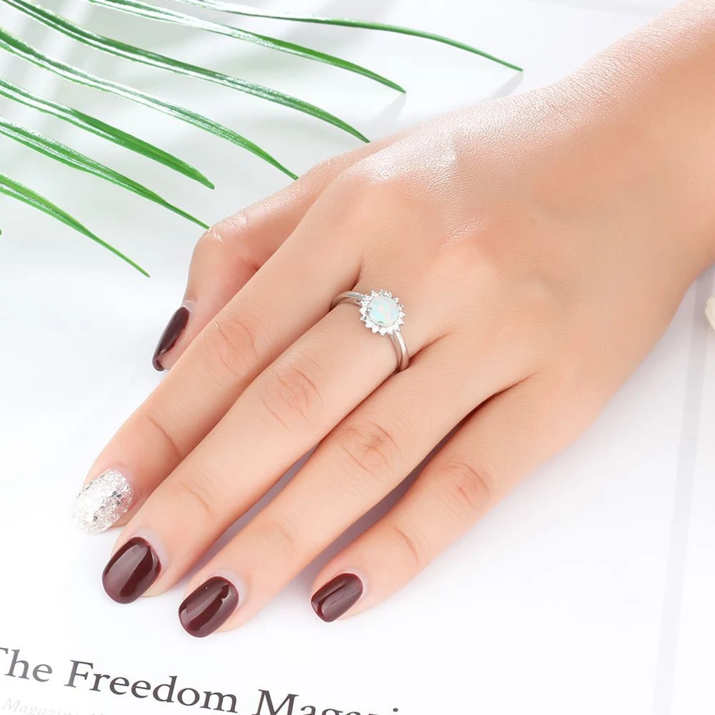 

Top Quality Silver 925 Jewelry Rings For Women Engagement Wedding Ring AAA Zirconia & Opal Ring Fine Jewelry Gifts