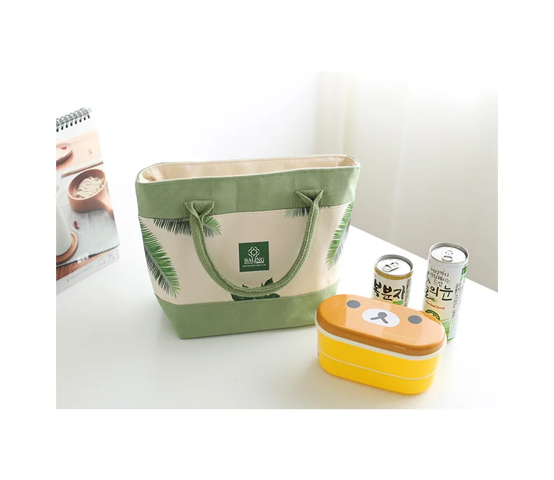 eco friendly canvas cooler bag fresh heat cold preservation carrier ice aluminum foil lunch picnic insulated tote handbag | Багаж и сумки