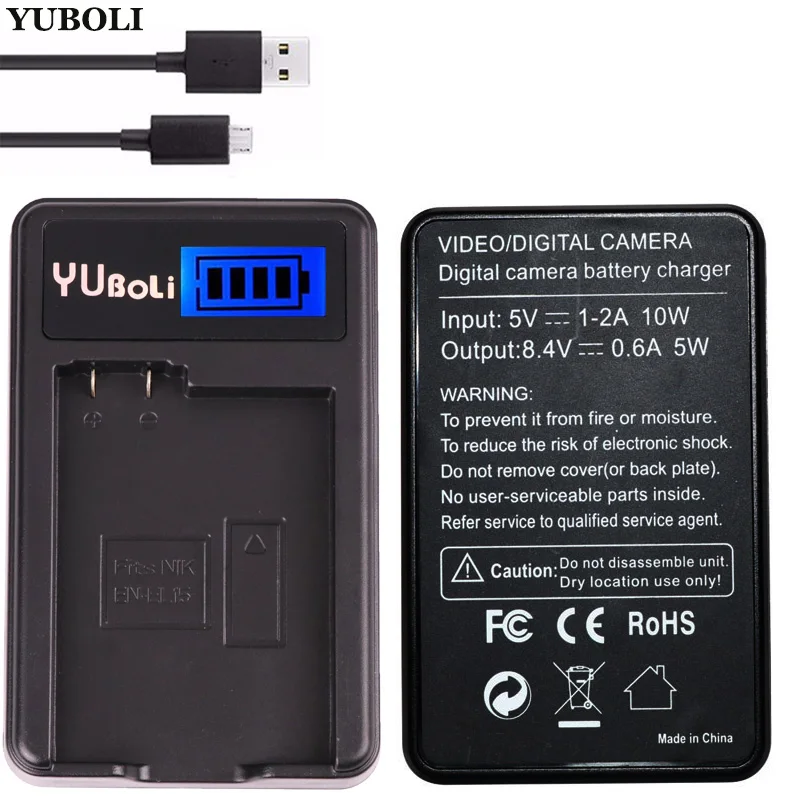2 шт. EN-EL15 RU EL15 ENEL15 Батарея+ ЖК-дисплей USB Зарядное устройство для Nikon D7000 D7100 D800 D800E D600 D610 D810 D7200 V1 Камера