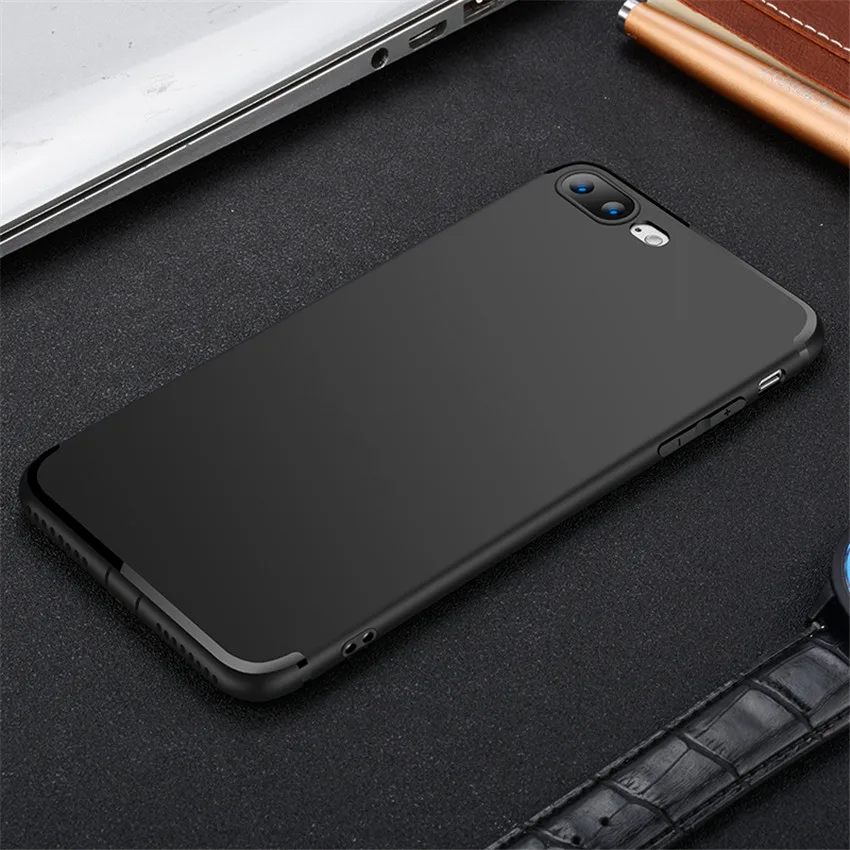 Чехол TCICPC для iphone 7 7 plus, силиконовый, роскошный, 360 защищенный, ультра тонкий, мягкий, TPU, чехол для телефона s, для Apple iphone 7 7 plus - Цвет: Черный