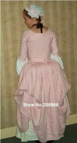 Сделанное на заказ платье в викторианском стиле 18 го века белое и розовое белье