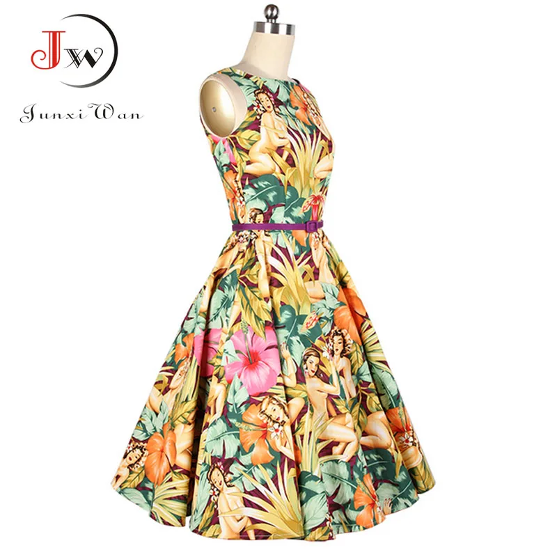 Женское летнее платье большого размера винтажное с цветочным принтом в стиле