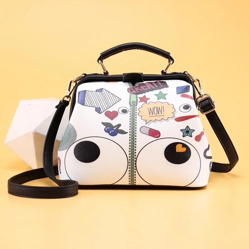 SJ, женские сумки на плечо, женская сумка-мессенджер, сумки, сумки Braccialini, фирменный стиль, ручная работа, рисунок из мультфильма, большие глаза