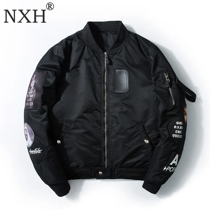 High Street Bomber куртки для мужчин MA1 вышивка молния куртка уличная хип хоп одежда пилот