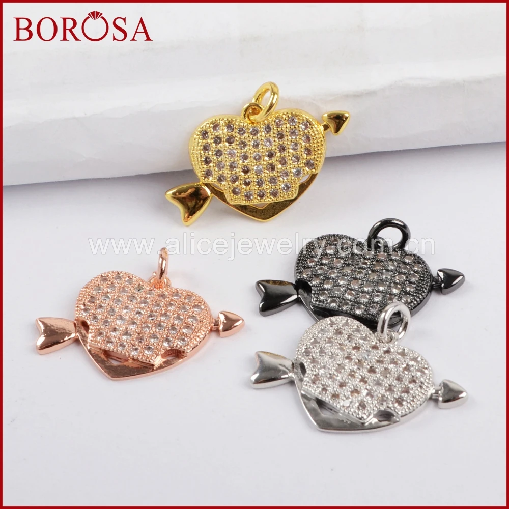 Подвеска BOROSA с микро кристаллом &quotстрелы пикающие сердца&quot ручная работа белый