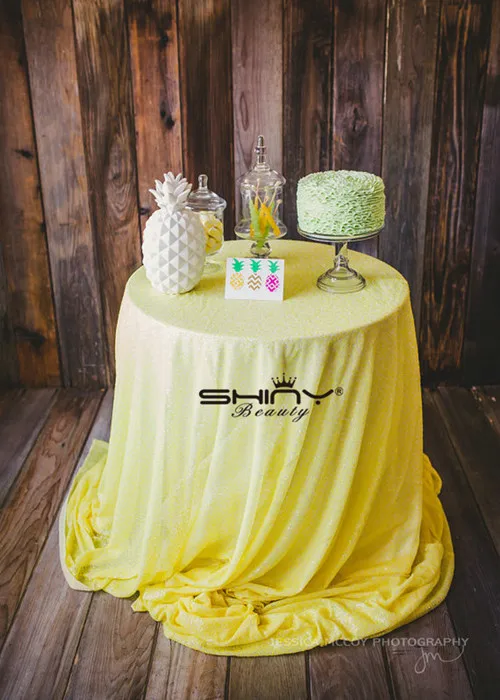 Yellow Color ShinyBeauty скатерти с пайетками ткань цвета слоновой кости 96 вкл круглая скатерть, вечерние блестящие сетчатые скатерти с пайетками ткань мерцающий стол Linens-x9416 - Цвет: Yellow Color