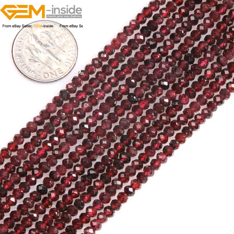 

Gem-inside Natural Faceted Heishi Rondelle Disc Spacer Red Wine Garnet Beads For Jewelry Making Strand 15'' DIY Christmas Gift