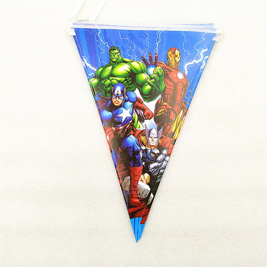 1 Set Cartoon Avengers Flags Banner Theme Party Home Decorations For Kids Happy Birthday Baby Shower Superhero Supplies | Дом и сад