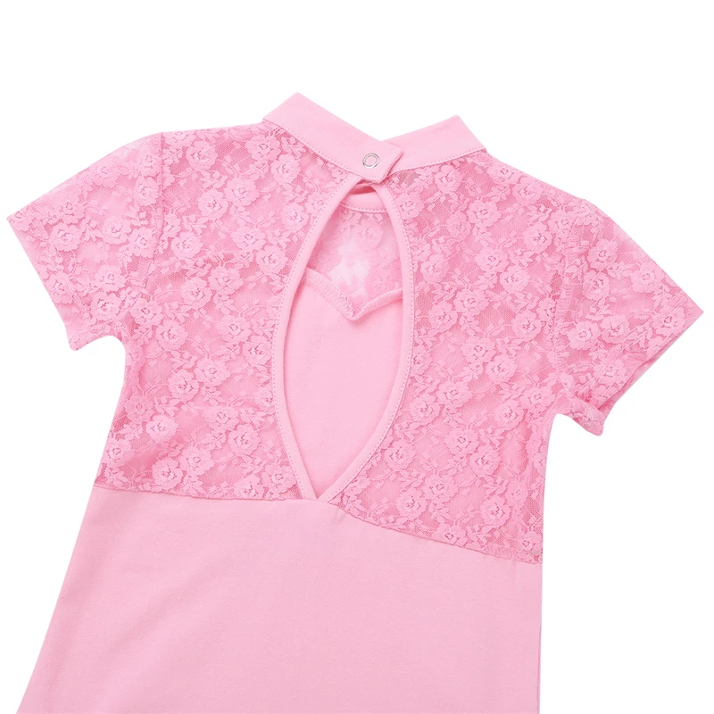 Children's Ballet Tutu Dress Bodysuit Short Sleeves Lace Cutout Back Dance Gymnastics Leotard Girls Jumpsuit Costumes | Детская