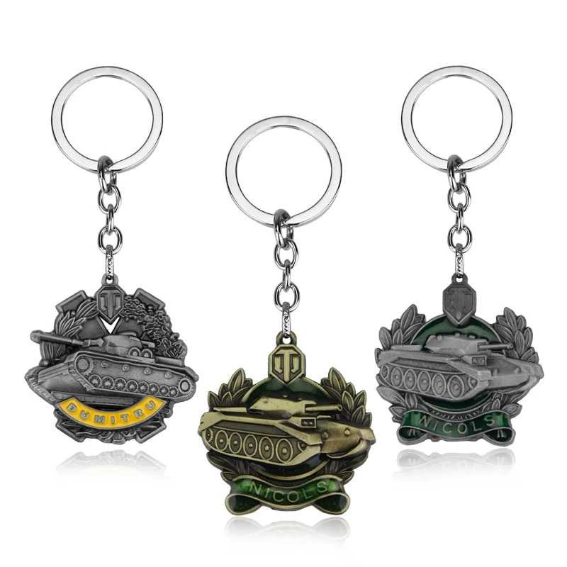 

Game Jewelry World of Tanks Keychain WOT Metal Tank Bullet Key Ring Key Chains Pendant Chaveiro Movie Jewelry For Men