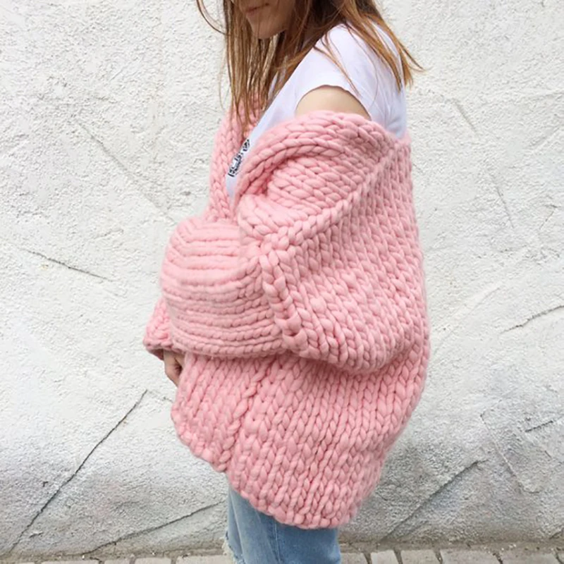 Негабаритный массивный ручной вязаный кардиган свитер Повседневный 5XL код