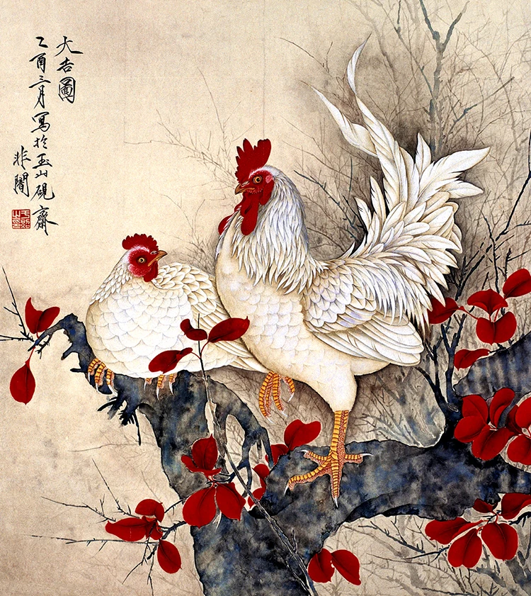 DIY 100% Mulberry Silk Suzhou Embroidery Sets Printed Patterns Needlework Kits cock 30*33cm | Дом и сад