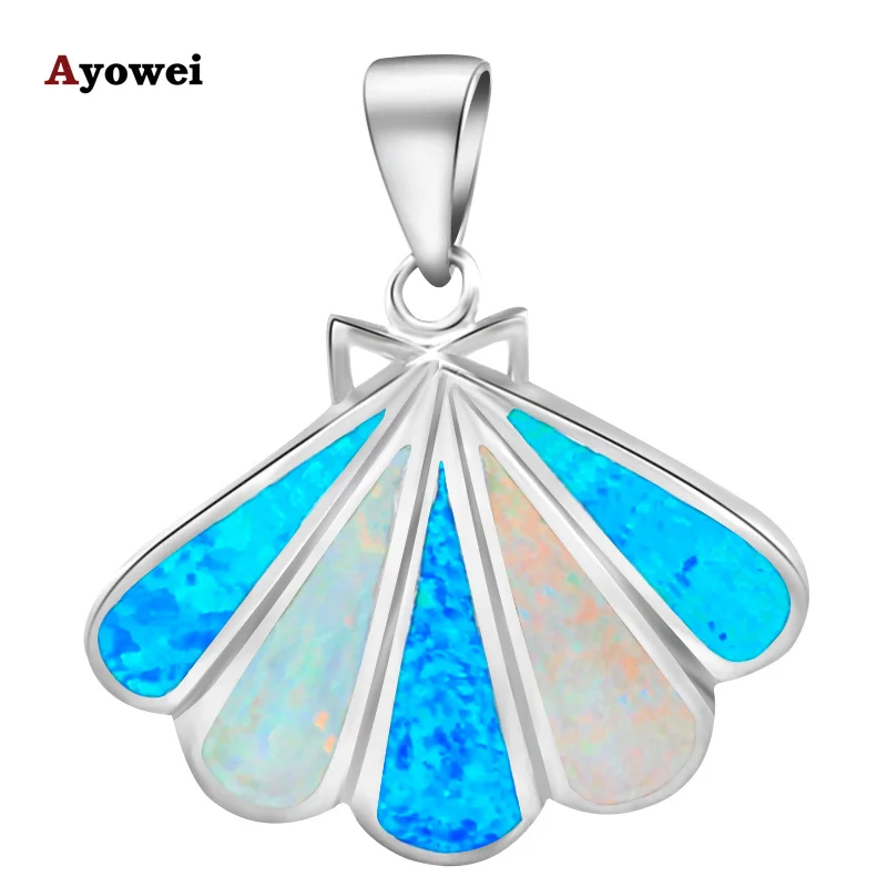 

Brand design Wholesale Retail Blue Fire Opal stamp Silver Necklace Pendants Fashion jewelry Anniversary Gifts OP322A