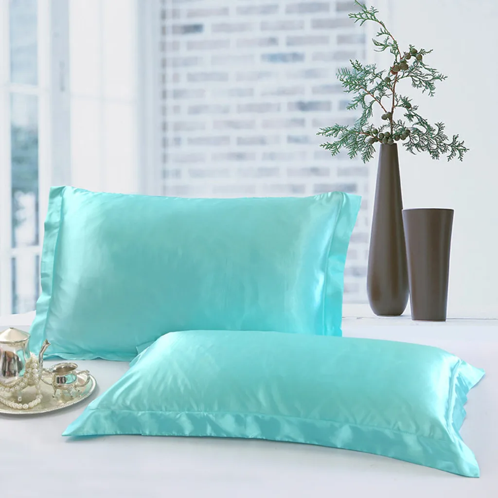 Solid cushion cover Throw PillowCase Queen Standard Satin Bedding Decor Pillowcases Silk Home Gift living room F301228 | Дом и сад