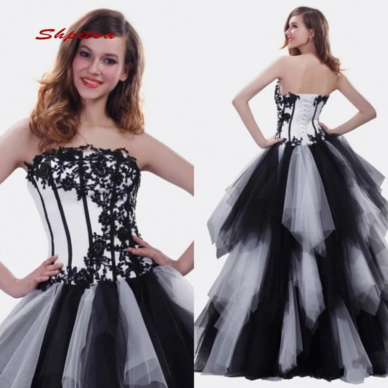 Белые и черные платья Quinceanera бальное платье для выпускного бала 16 милых платьев