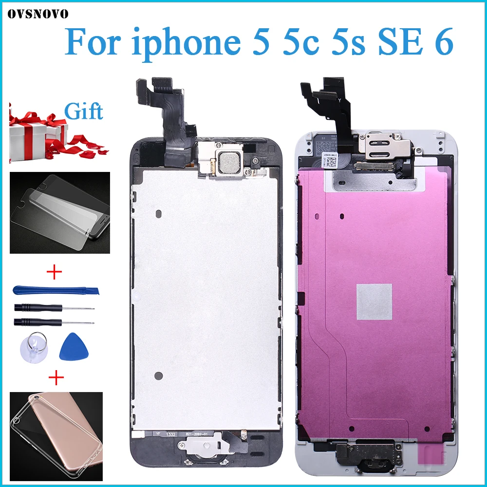 Для iPhone 5 5S 5C ЖК дисплей сенсорный экран дигитайзер Главная Кнопка камера в сборе