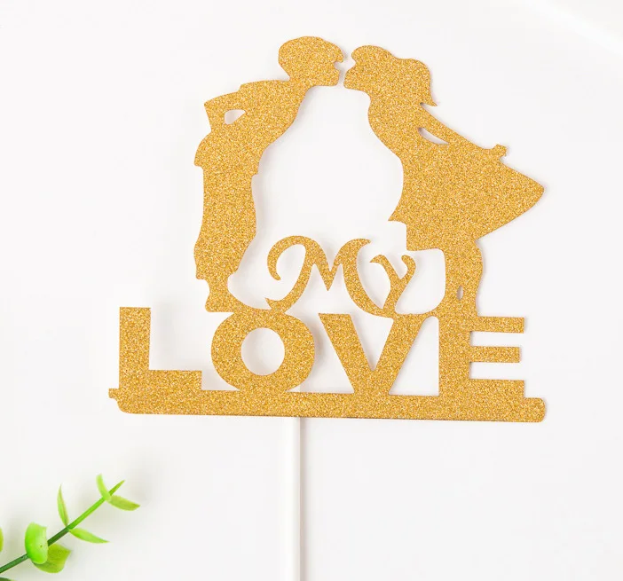 1 шт. свадебные флажки для торта с надписью My Love золотистые черные красные