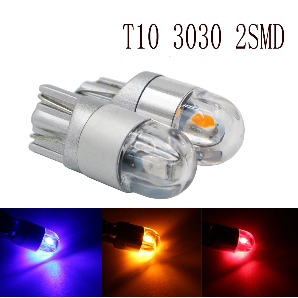 

YSY 20pcs T10 LED Bulbs White 168 501 W5W LED Lamp T10 Wedge 3030 2SMD 12V 6500K Red Amber yellow Ice Blue
