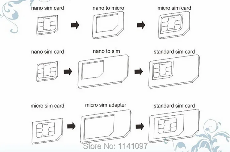 3Pcs-Color Pack Sim Card Mini Adaptor Micro Adapter Converter Convert Nano SIM to Micro/Standard Free Shipping |