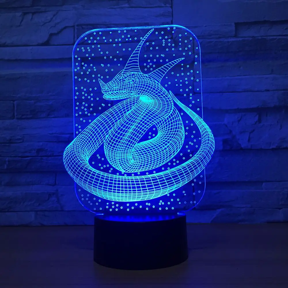 Новый Змея король красочные 3d лампы светодиодные акриловые визуальный сенсорный
