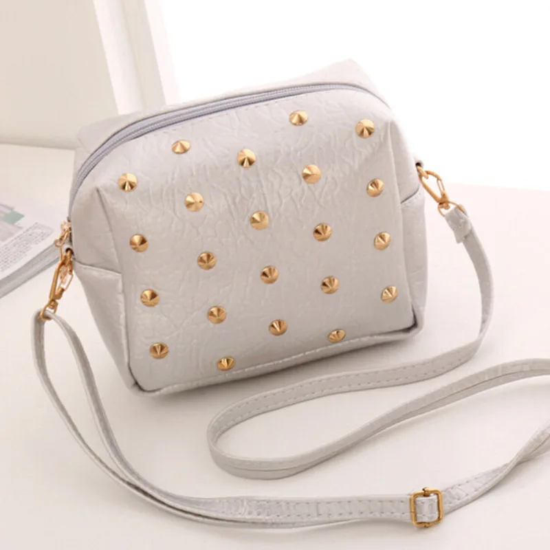 

Women PU Leather Handbag Trendy Packet Lychee Rivet Mobile Phone Purse Luxury Brand Bag Crossbody Bags For Ladies Shoulder Bag