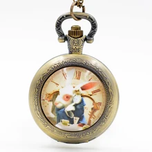 Кварцевые карманные часы Alice in Wonderland с Белым Кроликом ожерелье