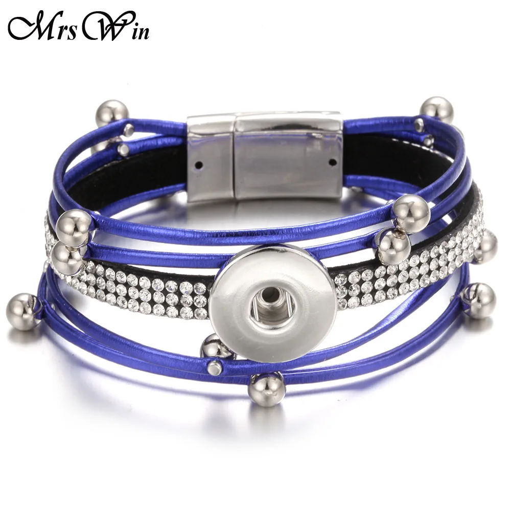 

Wholesale Leather Snap Button Bracelet Bangles New Creative Magnet Leather Snap Bracelets fit 18mm Snaps Jewelry