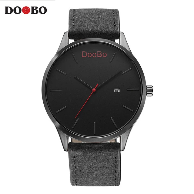 D004 black black relogio masculino часы Мужская мода Спорт Нержавеющая сталь Чехол кожаный ремешок наручные часы, кварцевые наручные Бизнес наручные часы reloj hombre - Цвет: D004 black black