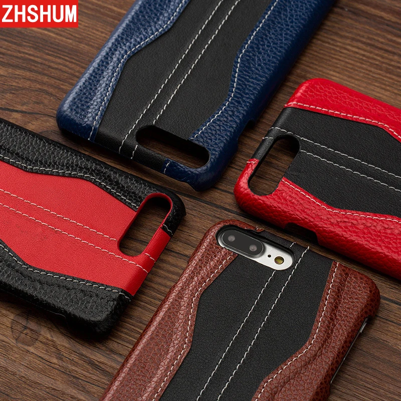 Mix Color Genuine Leather Case For Iphone X 8 7 Plus XS MAX XR 6S 6 10 Skin Luxury Handmade Full Back Cover for 5 SE |