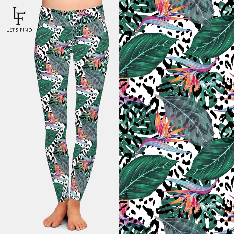 LETSFIND Fashion 3D Leaf Digital Printing Women Comfortable Leggings Polyester High Waist Fitness Casual Legggings