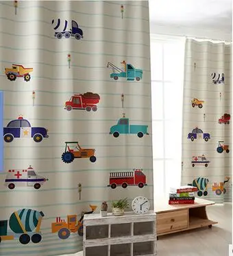 Современные детские тканевые затемняющие занавески с принтом автомобиля