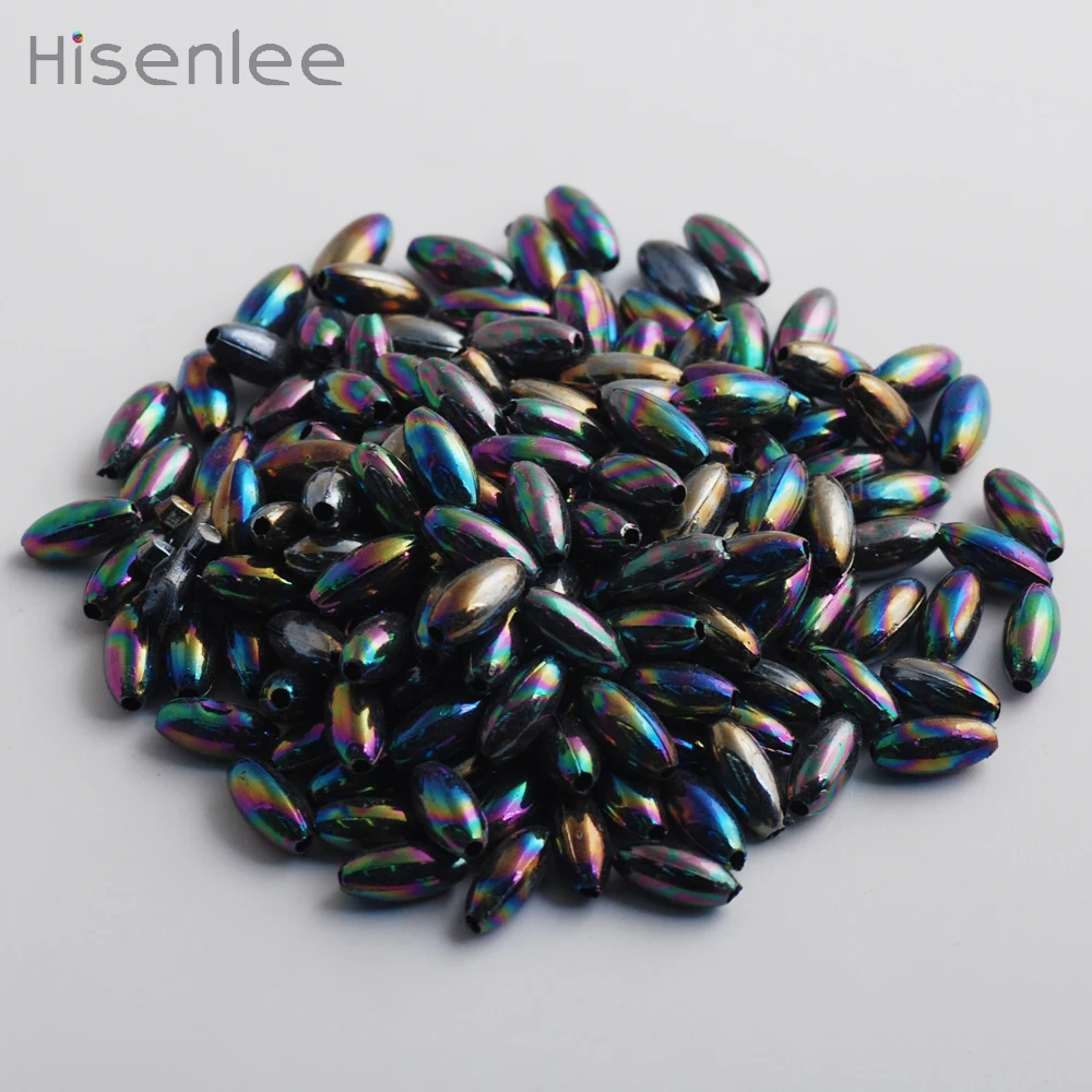 Hisenlee Черный AB 6*12 мм 100 шт. крутые Эллипсы акриловые молодежные модные