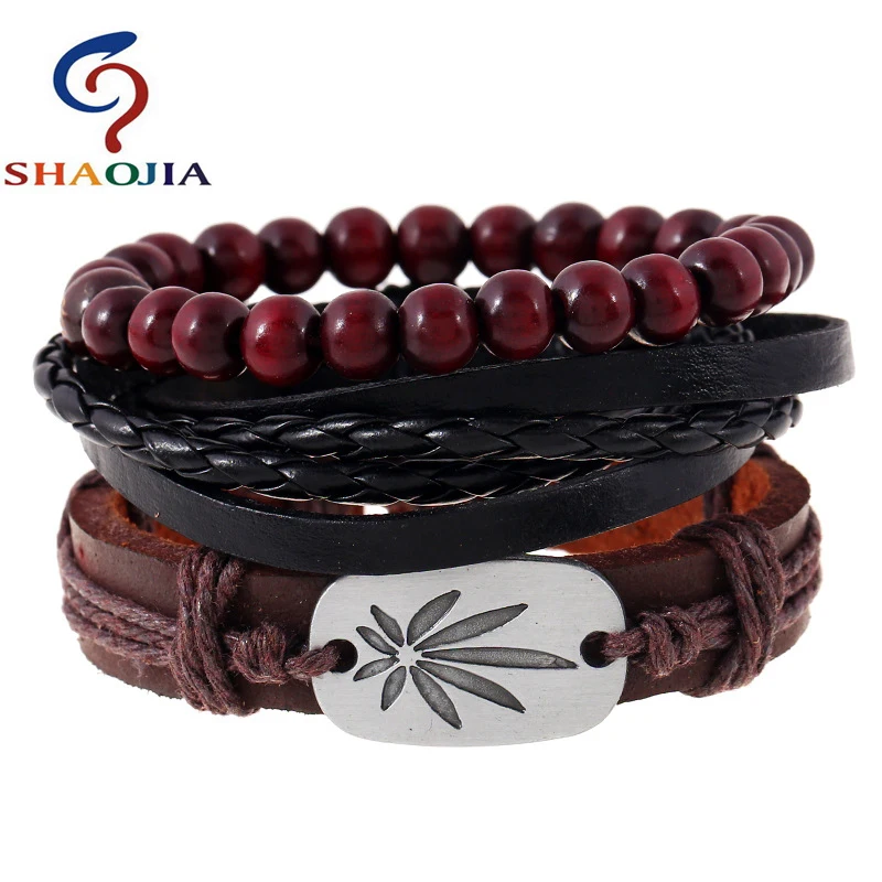 Японский регги красный желтый зеленый вязаный кожаный браслет браслеты Будды