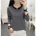 Топы в полоску 2019 Осень футболка с длинным рукавом для женщин футболки женские футболки для мальчиков хлопковая футболка для женщин размера плюс 4XL 5XL одежда