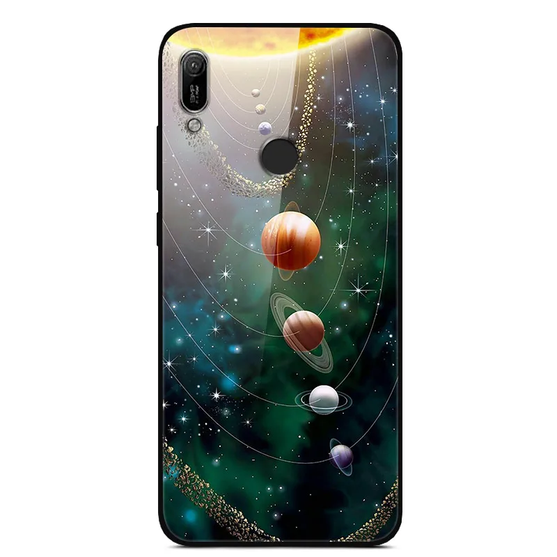 Для huawei Y6 Prime чехол из закаленного стекла чехол твердая задняя крышка чехол для телефона для huawei Y6 Y6 Prime TPU бампер чехол s
