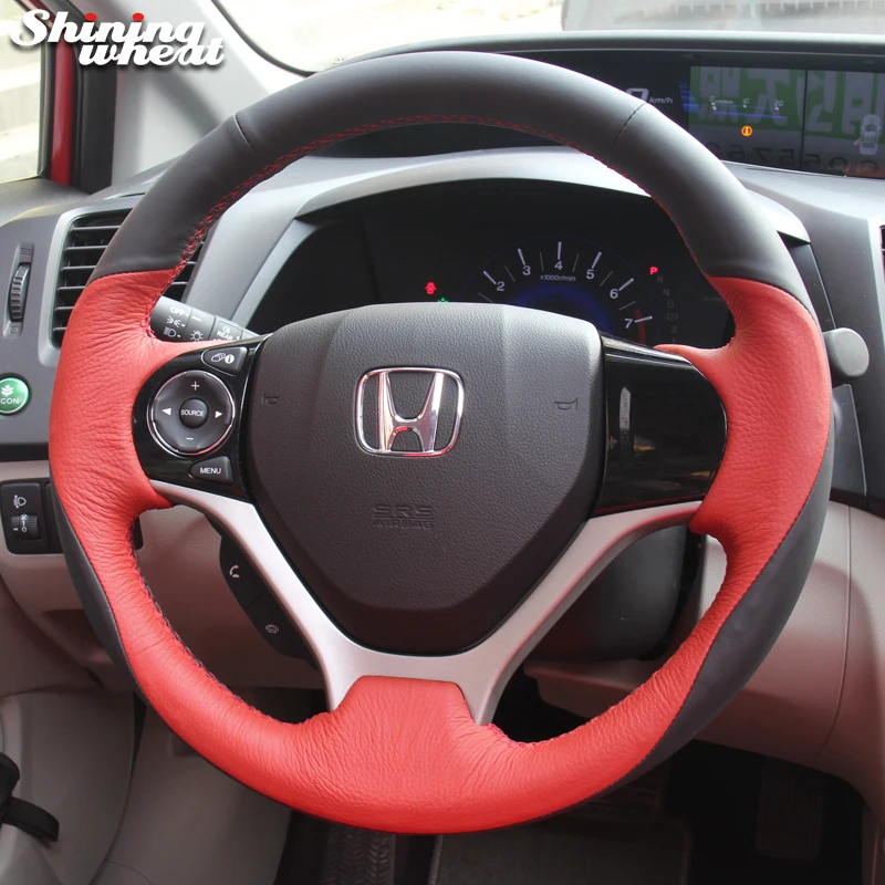 Черно-красная кожаная искусственная кожа BANNIS для Honda Civic 9 2012-2015 | Автомобили и
