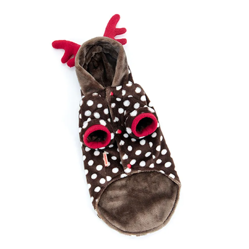 Funny winter dog pet warm clothes small puppy Christmas jacket coat Fleece elk cosplsy costume Jumpsuit jumpers Hoodie | Дом и сад