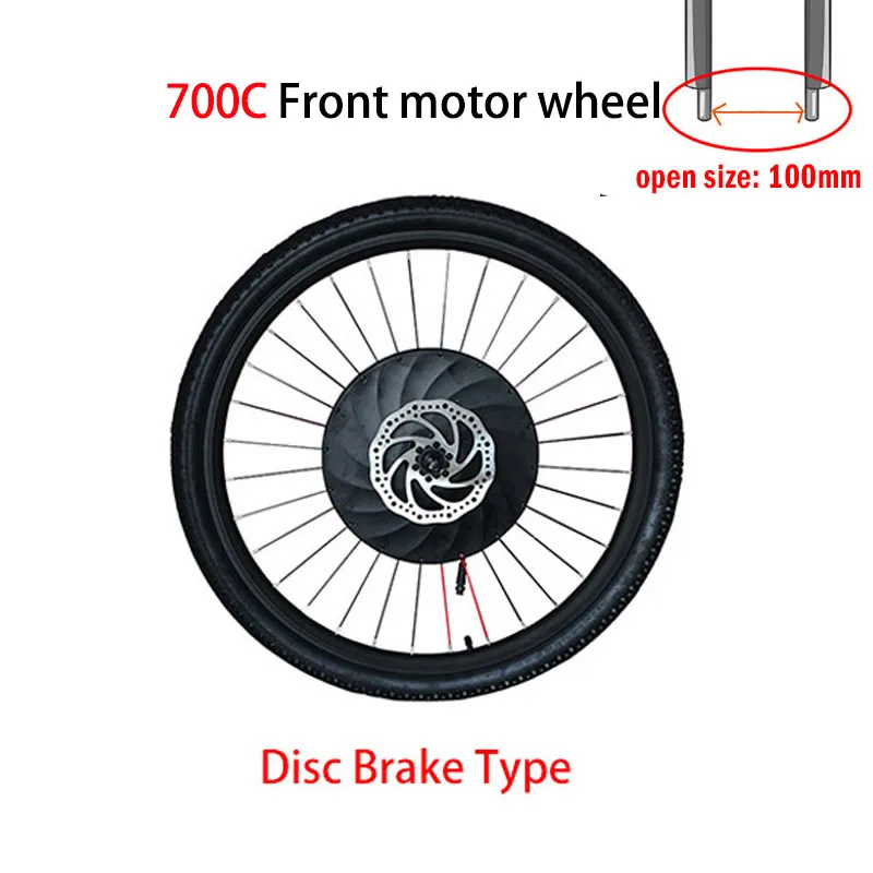 700cdiscbrake Набор для переоборудования электрического велосипеда 36 В, высокомощное моторное колесо для электрического велосипеда, комплект 2" 24" 2" 27,5" 700C 2", колесный двигатель - Цвет: 700cdiscbrake