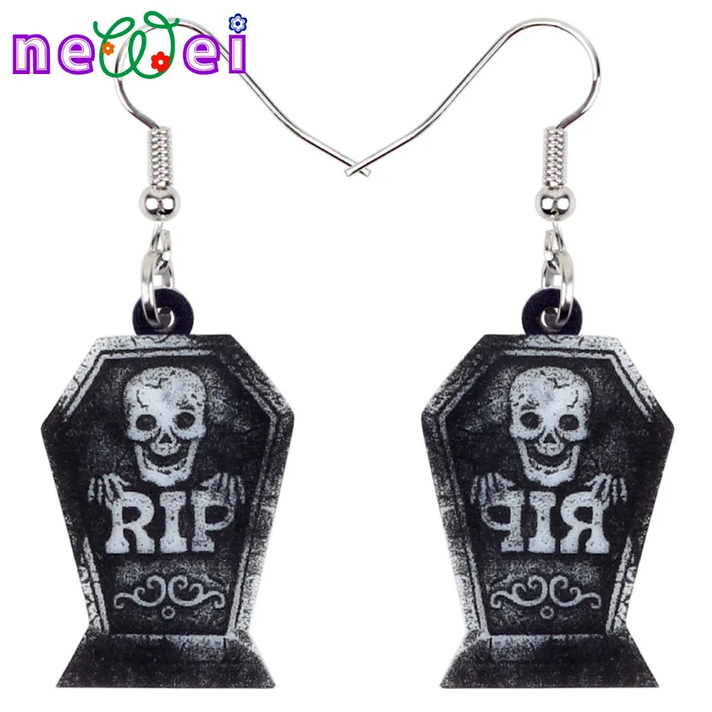 NEWEI себе акриловые Хэллоуин панк череп аптек могиле серьги падения мотаться Мода