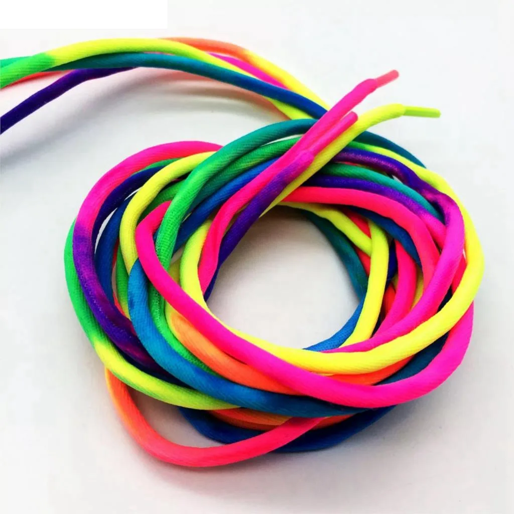 Multicolor Круглые Шнурки радужные эластичные шнурки для обуви для отдыха на открытом воздухе красочные туфли кружевные Детские Взрослые Унисекс модные шнурки 100 см/120 см - Цвет: Multicolor