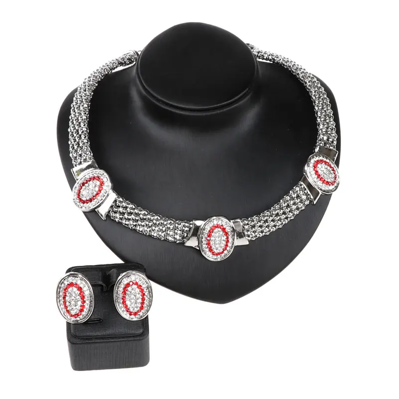 Новинка 2016 ожерелье браслет серьги и кольцо с красным белым австрийским