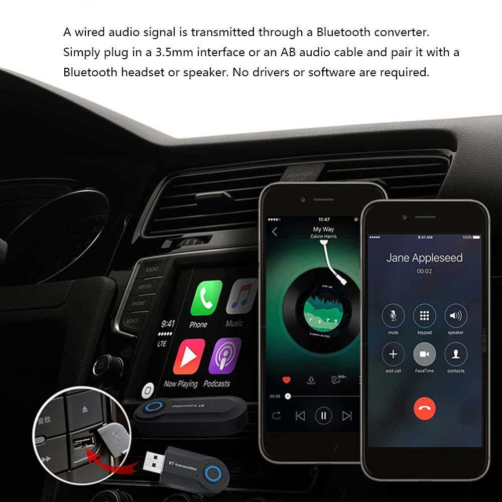 Автомобильный fm-трансмиттер с USB Bluetooth преобразователь звука беспроводной адаптер портативный стерео для ТВ телефона ПК ТВ DVD PC MP3