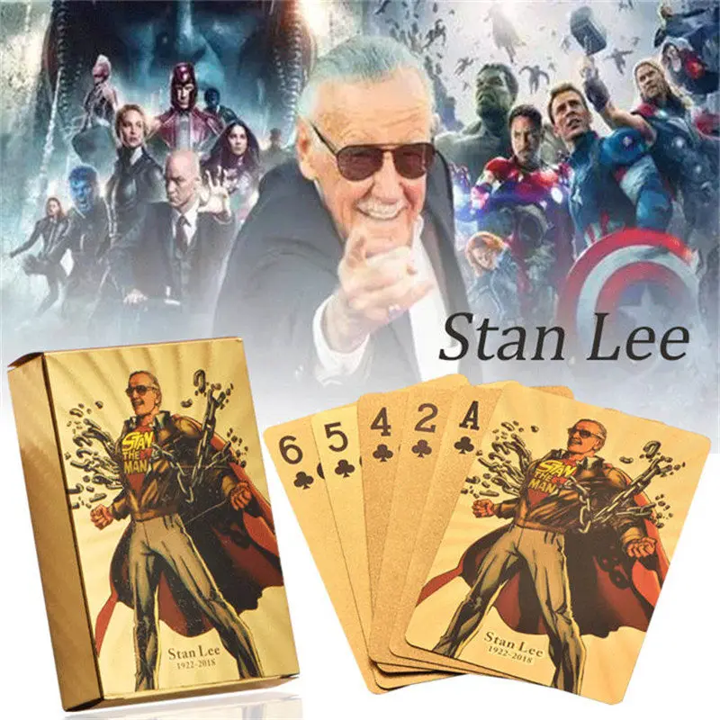 gold playing cards WR США позолоченные монеты металлические коллекционные монеты известные люди Стэн ли памятная монета с подарочной коробкой для деловых подарков - Цвет: gold playing cards