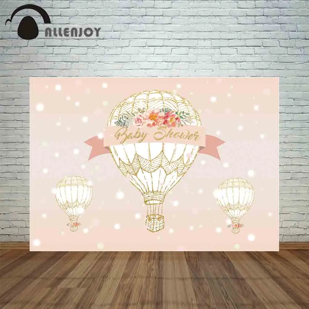 Allenjoy фон для фотосъемки с золотой рамкой цветочный воздушный шар детский душ в